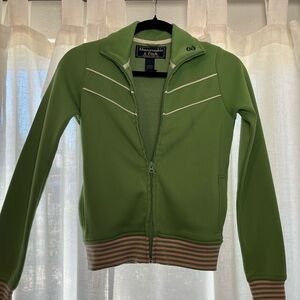 VINTAGE Abercrombie & Fitch pink, white, and green track jacket/zip up